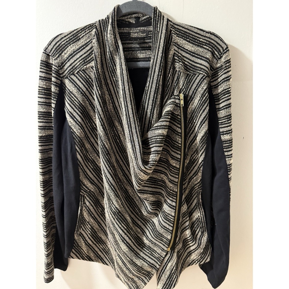 Lucky Brand Womens Jacket Lg‎ Asymmetrical Moto Zip Blazar Textured Knit